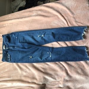 Zara high waisted distressed denim skinny jeans
